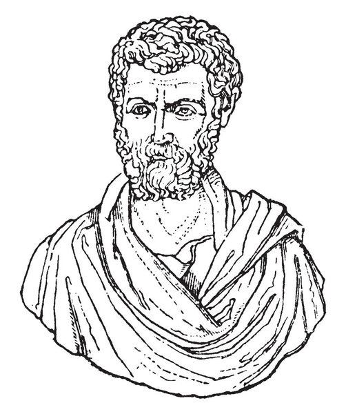 Titus Pomponius Atticus, he was non-political roman from first century BCE and famous for his correspondence with the important Roman statesman and writer Cicero, vintage line drawing or engraving illustration