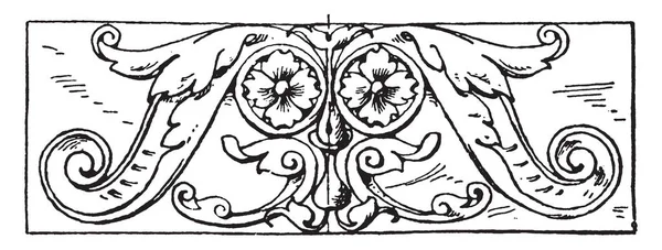 Ornamento Oblong Panel Diseño Renacentista Alemán Dibujo Línea Vintage Ilustración — Archivo Imágenes Vectoriales