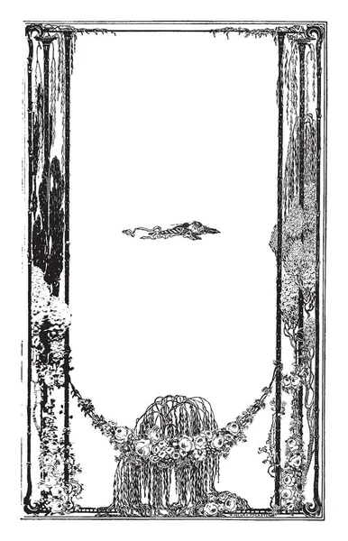 Asma kenarlığa sahip meyve asma bu resim, çizim için vintage veya oyma illüstrasyon dibinde.