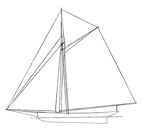 American Sloop Velero Con Solo Mástil Una Plataforma Proa Popa — Vector de stock