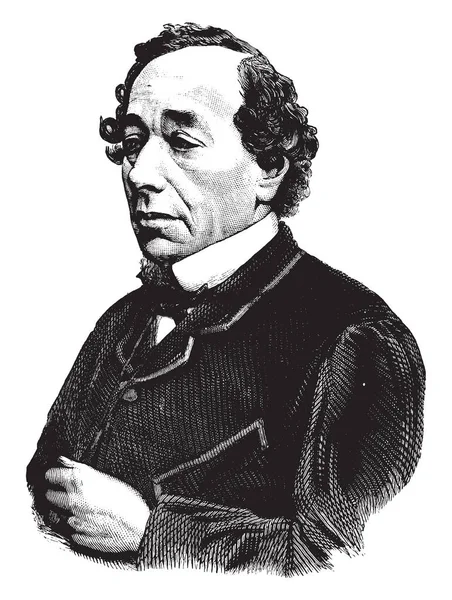 Benjamin Disraeli 1804 1881 British Statesman Conservative Party Novelist Prime — Stock Vector