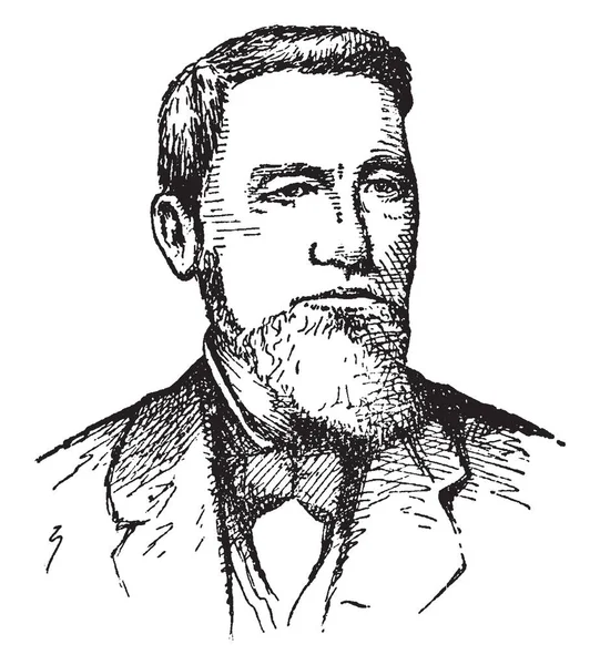 David 巴特勒 1829 1891 他是一个美国政治家和内布拉斯加州第一州长从1867年到 1871 复古线条画或雕刻插图 — 图库矢量图片