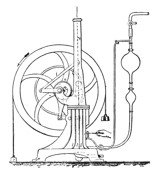 Диаграмма Показывающая Детали Механизма Комплектующие Установки Двигателя Bisschop Винтажная Гравированная — стоковый вектор
