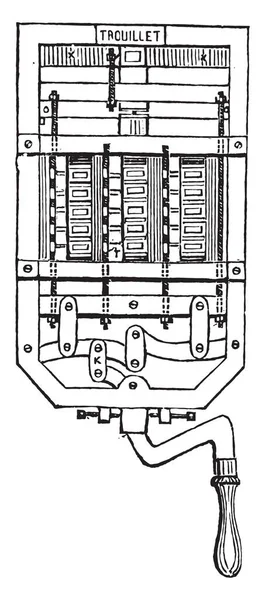の白のカートリッジは ダイアラー ビンテージの刻まれた図を表しています 産業百科事典 1875 — ストックベクタ