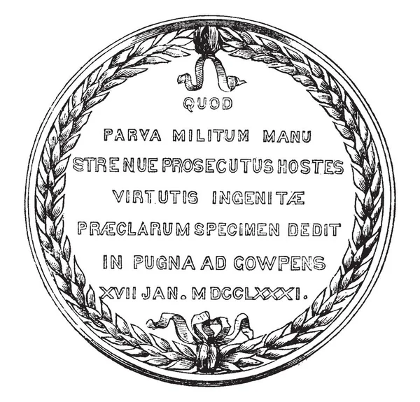 Srebrny Medal Dla Waszyngtonu Urządzenia Napisy Plecach Quod Parva Militum — Wektor stockowy