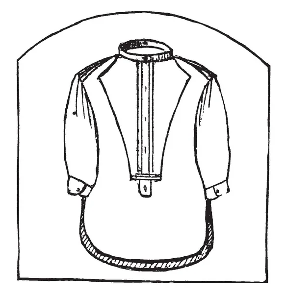 衬衫是一种松散的亚麻服装 复古线条画或雕刻插图 — 图库矢量图片