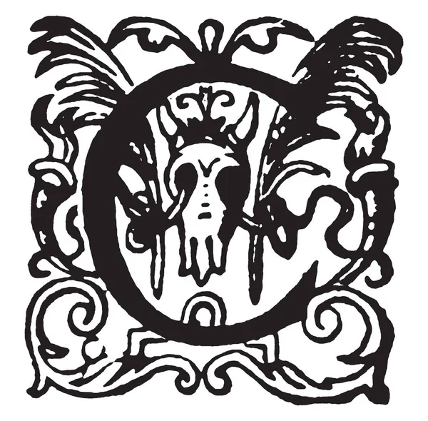 Декоративная Декоративная Заглавная Буква Рисунок Винтажной Линии Гравировка — стоковый вектор