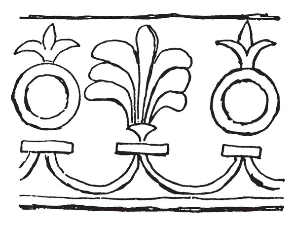 Assyrische Sieraad Een Gebruikt Voor Decoratie Vintage Lijntekening Gravure Illustratie — Stockvector
