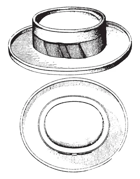 一般的な帽子は形のクラウンと通常つば ビンテージの線描画や彫刻イラスト — ストックベクタ