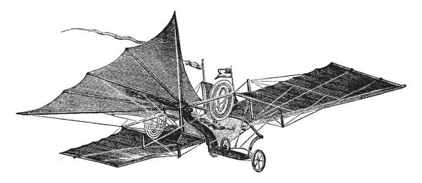 亨森飞行机 这是由威廉 亨森在19世纪中叶发明的 复古线画或雕刻插图 — 图库矢量图片