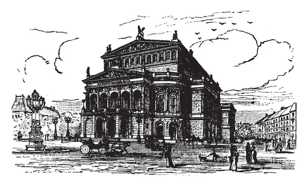 Цій Ілюстрації Представляє Оперний Театр Франкфорт Vintage Штриховий Малюнок Або — стоковий вектор