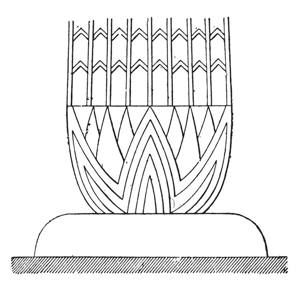 Temel Mısır Sütun Vintage Illüstrasyon Kazınmış — Stok Vektör