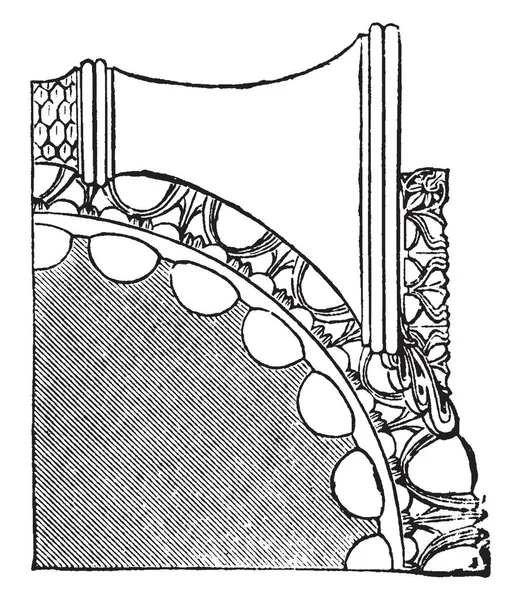 形式に Echinus 水平部分 ビンテージの線描画や彫刻イラスト上の波線を満たすためにイオン資本側から見たプリエネでミネルバ Polias の寺院からの上位表示します — ストックベクタ