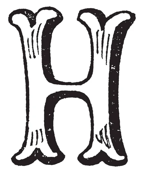 Цветочная Заглавная Буква Рисунок Винтажной Линии Гравировка — стоковый вектор