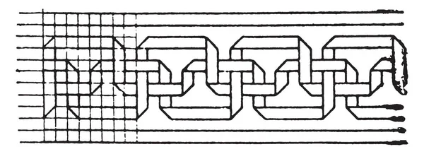 Středověká Skládání Páska Starosti Kapela Meandrující Vzor Který Prokládá Rozptýlené — Stockový vektor