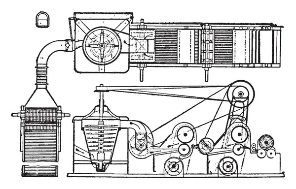 Иллюстрация Представляет Собой Рабочую Функцию Открытия Машины Рисунок Винтажной Линии — стоковый вектор