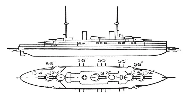 Bretagne Class Battleship French Navy Tiene Una Velocidad Máxima Nudos — Archivo Imágenes Vectoriales