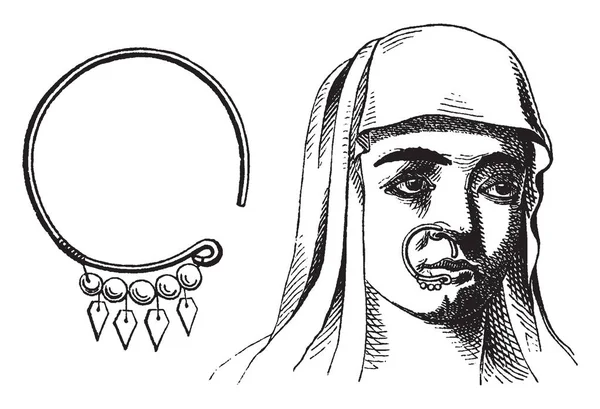 Nos Pierścień Gdzie Izraelski Kobiety Często Nosili Pierścienie Nie Tylko — Wektor stockowy