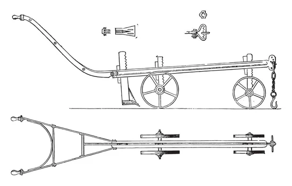 Und Alle Details Des Pflugs Gelesen Von Leichte Vintage Gravierte — Stockvektor
