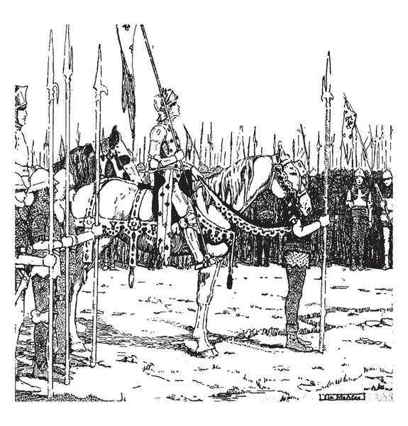 Jeanne Arc Adegan Ini Menunjukkan Seorang Penunggang Kuda Dengan Tombak Stok Ilustrasi Bebas Royalti