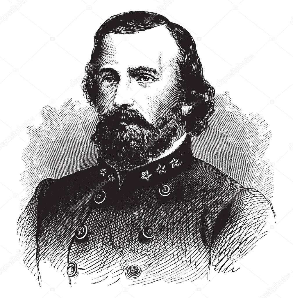 General Richard S. Ewell, 1817-1872, he was a career United States army officer and a confederate general during the American civil war, vintage line drawing or engraving illustration