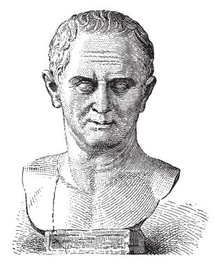 Bir Romalı politikacı, avukat, Roma Cumhuriyeti ve Roma Kilikya Eyaleti, vintage çizgi çizme veya oyma illüstrasyon Valisi Konsül Marcus Tullius Cicero, M.ö. 106 - M.ö. 43, o oldu