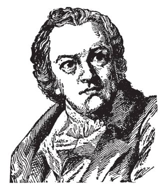 William Blake, 1757-1827, o bir ressam, İngiliz şair ve mistik vizyoner, vintage çizgi çizme veya oyma illüstrasyon yapıldı.