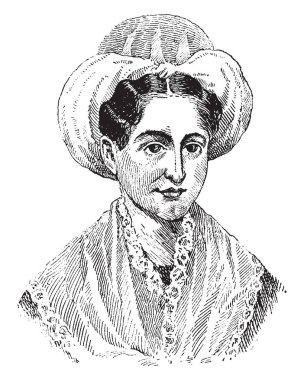 Mary Lyon, 1797-1849, she was an American pioneer in women's education and first president of mount Holyoke college, vintage line drawing or engraving illustration clipart