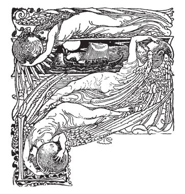 Sirenler üç peri masalı, vintage çizgi çizme veya oyma illüstrasyon hakkında gösteren bir örnek bulunmaktadır.