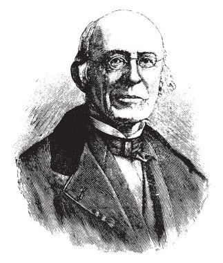William Lloyd Garrison, 1805-1879, önde gelen Amerikalı köle hakları savunucusu, gazeteci, suffragist ve sosyal reformcu, kölelik karşıtı gazetesi Liberator, vintage çizgi çizme veya oyma resim Düzenleyicisi olarak ünlü biriydi