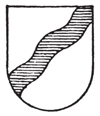 Argent sıradan bir viraj uğursuz sol tarafında, vintage çizgi çizme veya oyma illüstrasyon olduğunu.