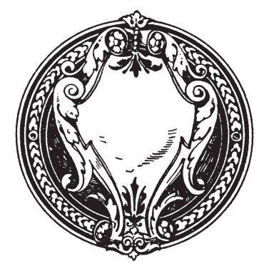 Modern kayış-iş bir çok antik desen, çizim için vintage veya oyma illüstrasyon çerçevedir.