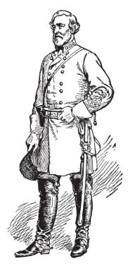 Robert E. Lee, o 1807-1870, oldu bir Amerikan ve Müttefik asker, Amerika, vintage çizgi çizme veya oyma illüstrasyon Konfedere Devletleri üst ordu komutanı olarak ünlü