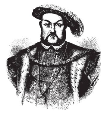 Henry VIII, İngiltere kralı 1547 1509 İngiltere kralı ve ikinci Tudor hükümdar, vintage satır çizim veya illüstrasyon oyma