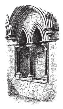 PISCINA sabah Şapel, Lincoln Cathedral, kutsal, kutsal, kutlama, vintage çizgi çizme veya oyma illüstrasyon.