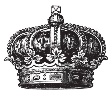 Coronet geç Prens Consort taç, vintage çizgi çizme veya oyma illüstrasyon.