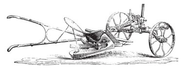 Pulluk ile ters kadar esnek, Eckert, duvar, vintage oyulmuş şekilde görüntüleyin. Endüstriyel ansiklopedi E.-O. Lami - 1875