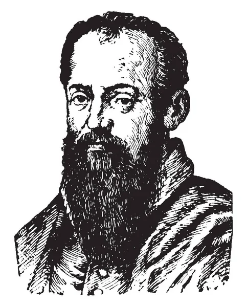 亨利爵士 Vanegiorgio Vasari 1512 1574年 他是意大利画家和建筑师 复古线条画或雕刻插图 — 图库矢量图片