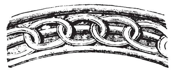 链条造型是诺曼时期的装饰品 具有挑战性和技术上 当代或过渡 复古线条画或雕刻插图 — 图库矢量图片