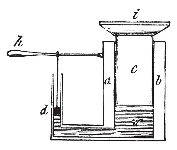 Esta Ilustración Representa Hydraulic Press Que Dispositivo Que Utiliza Cilindro — Vector de stock