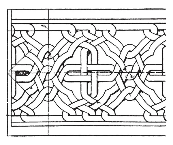 로마네스크 Interlacement 밴드는 오리엔탈 빈티지 드로잉 — 스톡 벡터