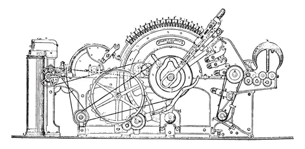 Marco Común Para Algodón Con Extracción Automática Ilustración Grabada Vintage — Vector de stock