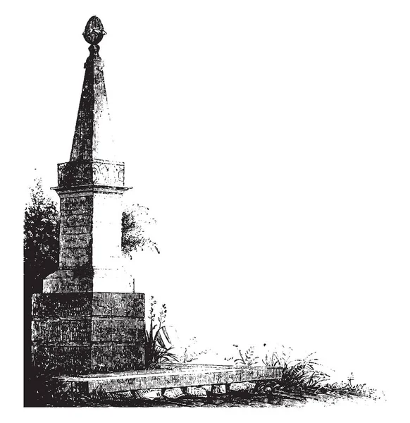 Monument Goshen Vintage Lijntekening Gravure Illustratie — Stockvector