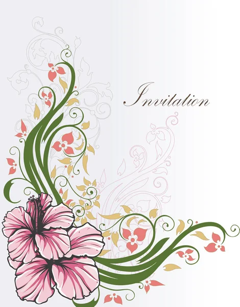 花の要素を持つベクター招待テンプレート — ストックベクタ