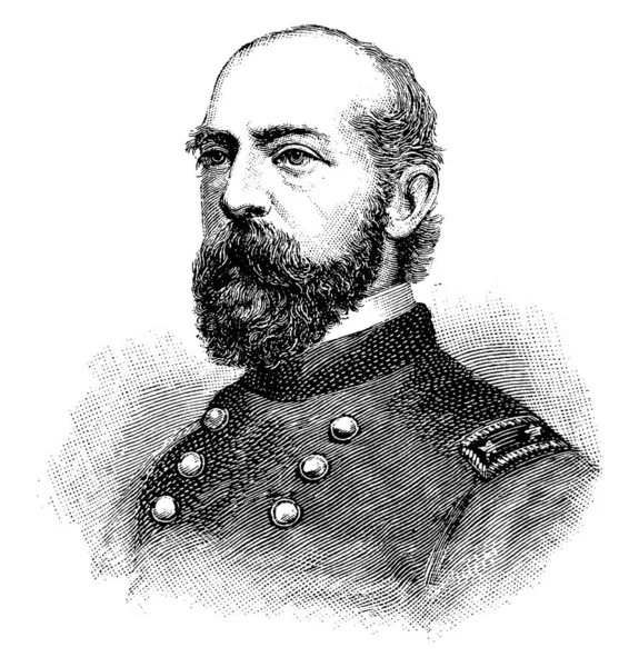 ジョージ ミード将軍 1815 1872 彼はアメリカ合衆国陸軍将校 連合の一般的ないくつかの灯台 ビンテージの線描画や彫刻イラストの沿岸の建設に関わる土木技術者 — ストックベクタ
