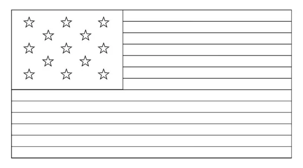の星の米国旗 1776 この白い色のフラグは 上部左隅とフラグ ビンテージの線画の内側に水平の黒い線やイラストを彫刻 個の星 — ストックベクタ