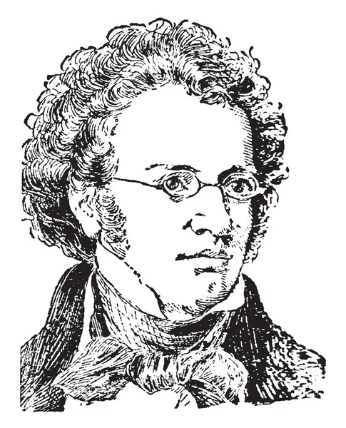 Franz Schubert Avusturyalı Besteci Vintage Çizgi Çizme Veya Oyma Illüstrasyon — Stok Vektör