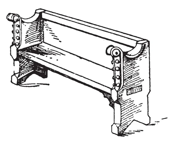 Middle Age Bankje Met Lange Zitting Licht Gebogen Armleuning Vintage — Stockvector