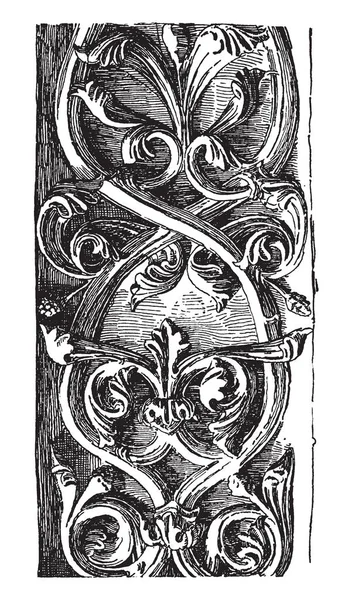 Ринсо Резной Двойной Нотр Дам Винтажный Рисунок Линии Гравировка Иллюстрации — стоковый вектор