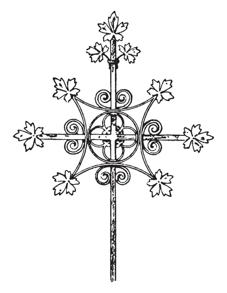 Современный Французский Крест Париже Использовавшийся Оформления Верхушек Крыш Винтажного Рисунка — стоковый вектор